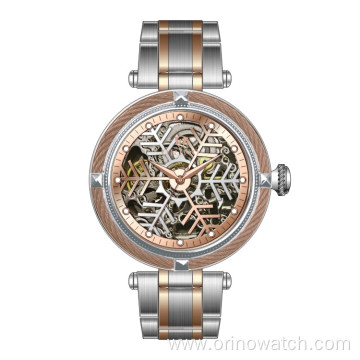 Skeleton Mechanical Watch With Snowflake Dial